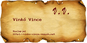 Vinkó Vince névjegykártya